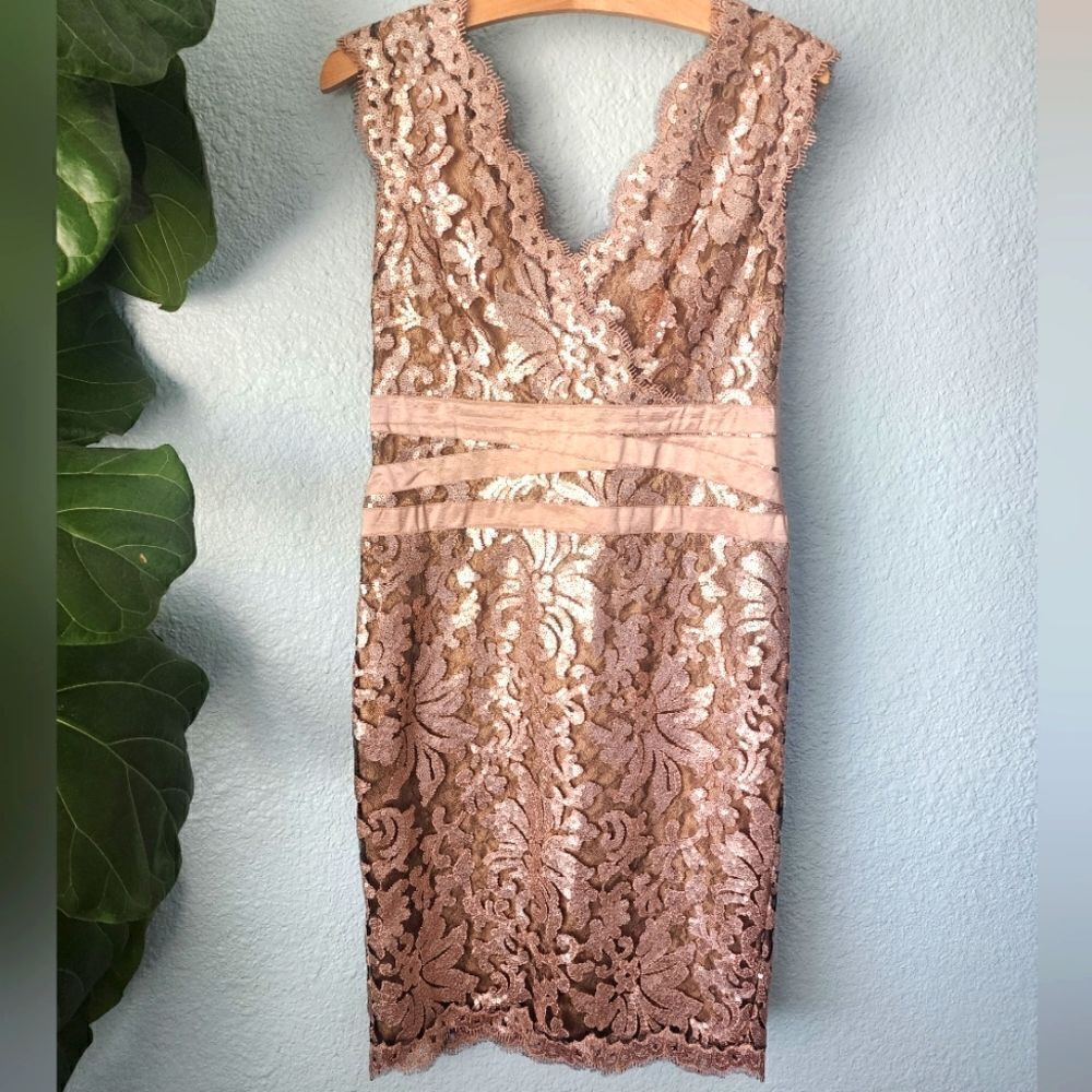 Tadashi Shoji dress lined lace cocktail evening dress